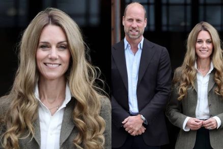 Kate Middleton ao lado do prncipe William durante visita em Londres