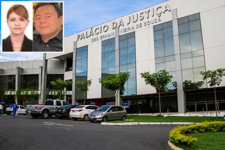 O casal de advogados Denise Alonso e Rgis Poderoso (no detalhe)