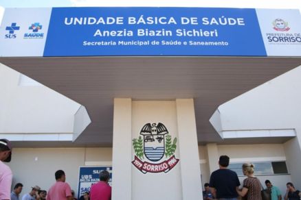 Entrada da unidade de sade no bairro Pinheiros III, em Sorriso, local do registro policial