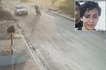 Dupla em motocicleta aguardou Rozeli Nunes (detalhe) sair de casa em seu carro, e a matou a tiros