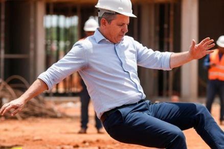 O governador Mauro Mendes, que usou as redes sociais para brincar com acidente que sofreu em parque