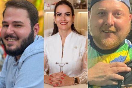 O empresrio Gabriel Tacca, a esposa Sabrina Iara de Mello e Ivan Michel Bonotto