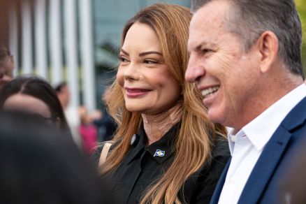 A primeira-dama, Virginia Mendes, e o governador Mauro Mendes