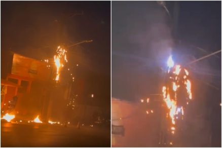 O fogo se espalhou pela rede eltrica, com a ocorrncia de fascas e estalos