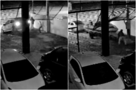Imagem de cmera de segurana mostra momento em que suspeitos arrombam porto para furtar a lancha na madrugada