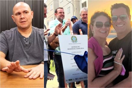 Prefeito Abilio Brunini, deputado Hugo Garcia e Flvio Henrique e esposa, Mara Kenia