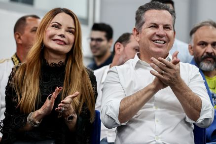 O casal Virginia e Mauro Mendes, em um evento no incio deste ms 