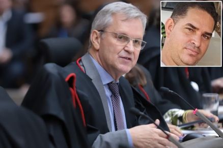 O desembargador do TJMT, Gilberto Giraldelli, que rejeitou habeas corpus do ex-secretrio de Curvelndia, Roberto Serenini (detalhe)