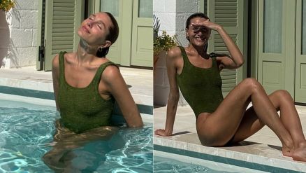 Sasha ostentou a boa forma  beira da piscina na Itlia 