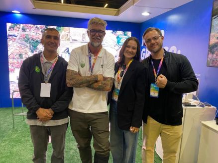 Humberto Oliveira e Eduardo Dias - coordenador e presidente da Confederao Brasileira de Skate - Nina Bordoni, chefe do ncleo de projetos da MT Par - e Paulo Moura, gestor governamental da Secel