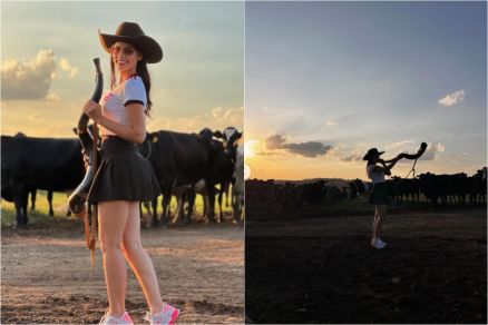 Calita Franciele em Fazenda do cantor Amado Batista em Cocalinho, interior de Mato Grosso 