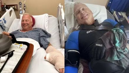 Eddie Jarmakowicz, de 53 anos, sofreu ferimentos graves na mo esquerda e precisou ser levado de avio para um hospital na Flrida