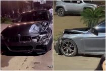 Motorista de BMW tenta se exibir com drift e bate carro; vdeo