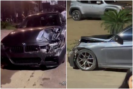 Motorista de BMW tenta se exibir com drift e bate carro