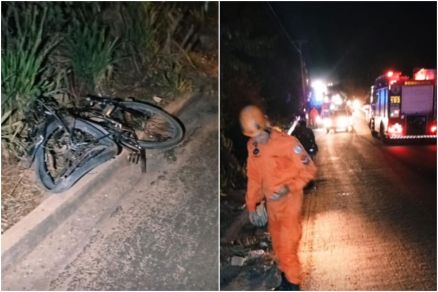 A bicicleta da vtima foi parar a 25 metros do acidente na  Rodovia do Peixe