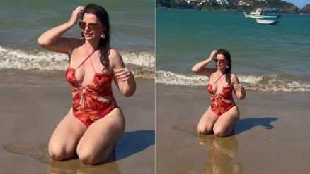 Luma de Oliveira posou de mai na praia e recebeu elogios