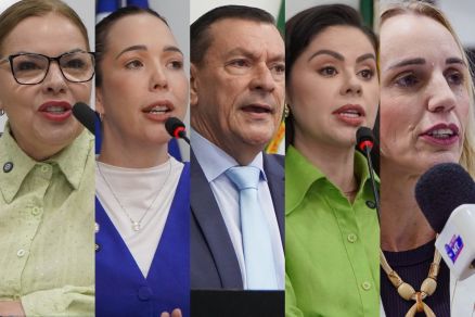 Os vereadores Paula Calil, Maysa Leo, Demilson Nogueira, Michelly Alencar e Katiuscia Manteli 