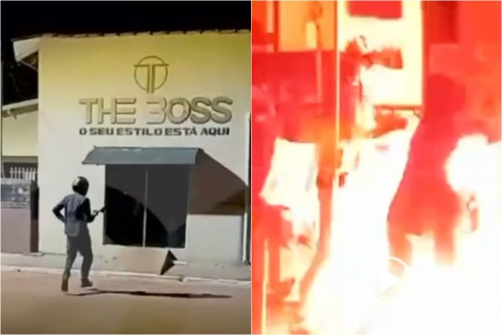 Criminosos se gravam invadindo e colocando fogo em loja; veja