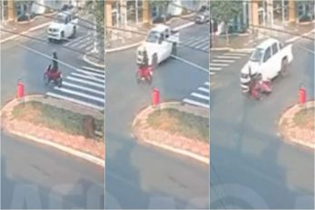 Motorista fura sinal vermelho e atropela grvida em MT; vdeo
