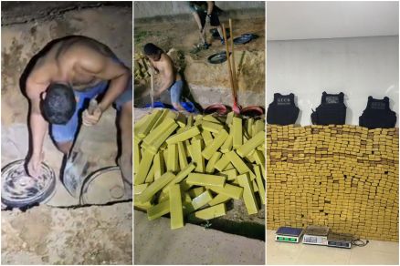Foram apreendidos aproximadamente dois mil tabletes de maconha