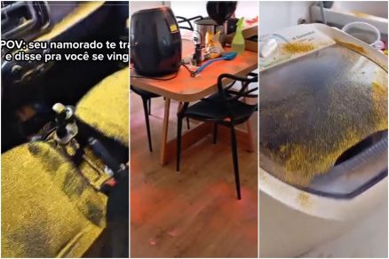 Imagens mostram carro e casa cobertos de glitter do ex-namorado da  body piercer cuiabana Rafaela Bressan