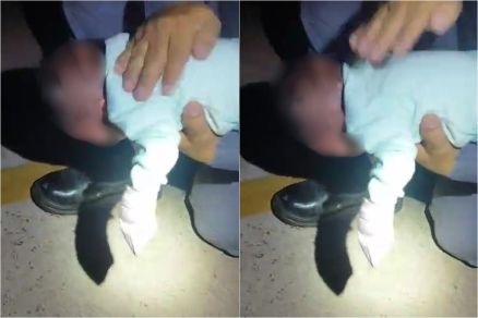 Beb engasgado  salvo por policiais com manobra de heimlich