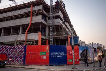 Obra no Mercado Municipal de Cuiab, onde trabalhadores foram sequestrados