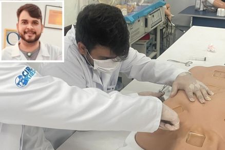 Igor Nogari (no detalhe), durante aula na graduao