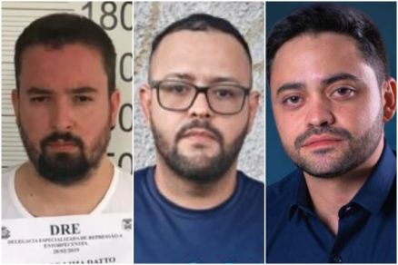 Da esquerda para a direita, o DJ Diego de Lima Datto, o empresrio Rafael Geon de Souza, conhecido como 