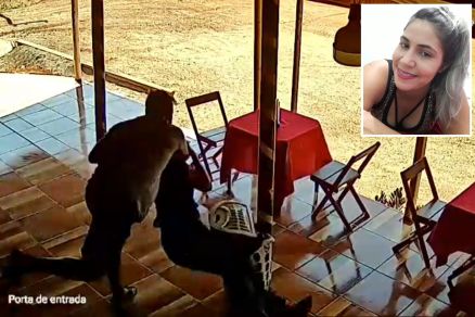 Vdeo mostra Jucieli Ribeiro (detalhe) sendo agredida pelo ex 