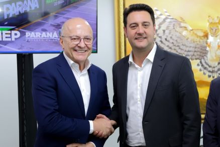 O vice-governador Otaviano Pivetta e o governador do PR Ratinho Jr.