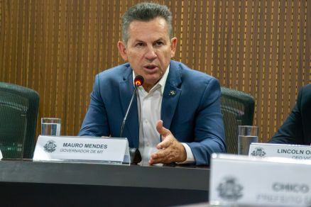 O governador Mauro Mendes, que fez anncio do evento