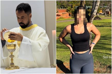 O padre Luciano Braga e a jovem de 21 anos gravados em situao ntima em Nova Maring