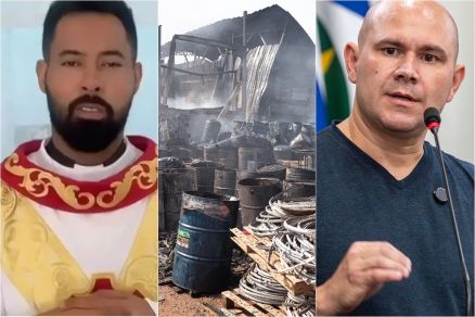 O padre Luciano Braga Simplcio, incndio na Cana Reciclveis e o prefeito Abilio Brunini