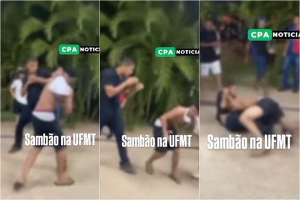Jovens brigam em festa dentro da Universidade Federal de Mato Grosso (UFMT), em Cuiab