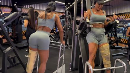 Gracyanne Barbosa chamou a ateno ao usar andador na academia 