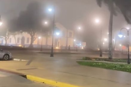 Neblina que atingiu cidade turistica de Chapada dos Guimares 