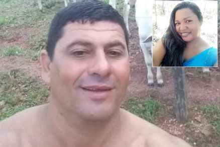 Gilson Castelan  estava foragido aps matar a ex-companheira Silbene Guia (no detalhe) a facadas 