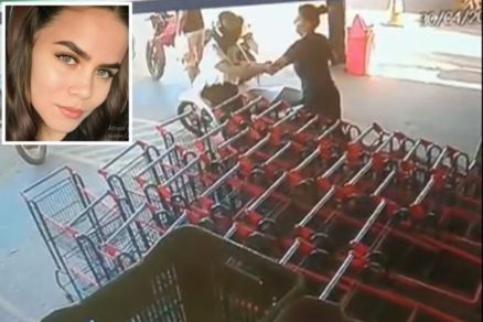 Evelyn Poliana de Oliveira Guimares (detalhe) foi filmada tentando atingir uma mulher