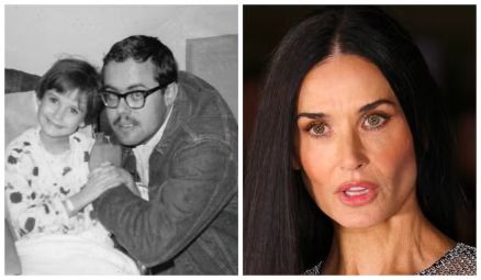 Demi Moore em foto de infncia com Dan Guynes, pai adotivo da atriz