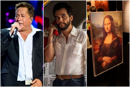 O cantor Leonardo, o ator Wagner Moura, que estrela O Agente Secreto, e exposio do Leonardo da Vinci