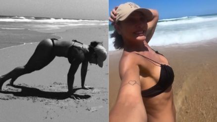 Scheila Carvalho mostrou treino na praia debaixo de sol 