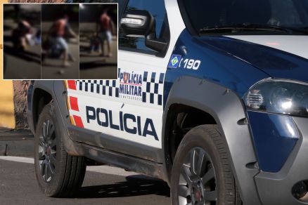 Momento em que pai agride filha cada no asfalto; PM prendeu o homem