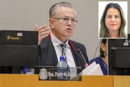 O desembargador Orlando Perri, que votou pela absolvio de Thaisa Lucas (no detalhe)