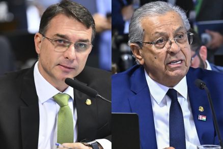 Os senadores Flvio Bolsonaro e Jayme Campos, que se estranharam durante sabatina de Paulo Gonet no Senado