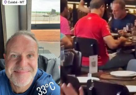 Rubens Barrichello  visto almoando em um restaurante de Cuiab nesta quarta-feira (12)