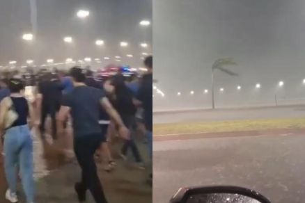 Chuva atingir Parque Novo MT, e pessoas deixaram o local s pressas