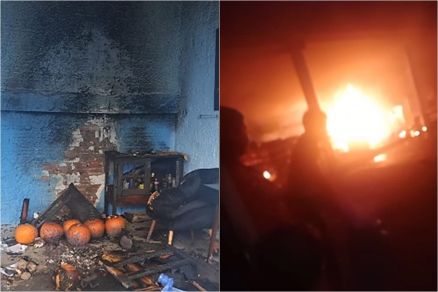 Templo de Quimbanda fica parcialmente destrudo aps incndio criminoso no final de semana 