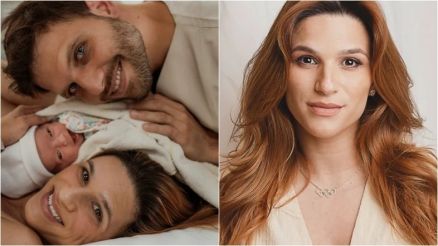 O casal Jade Barbosa e Leandro Fontanesi com a filha, Eva