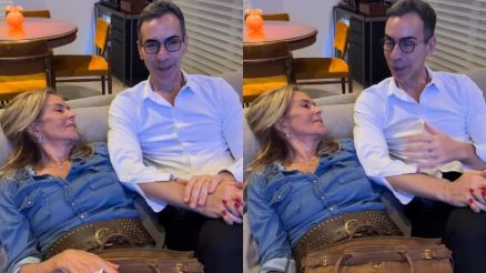 Csar Tralli se emocionou ao falar da me ao lado de Hel Pinheiro